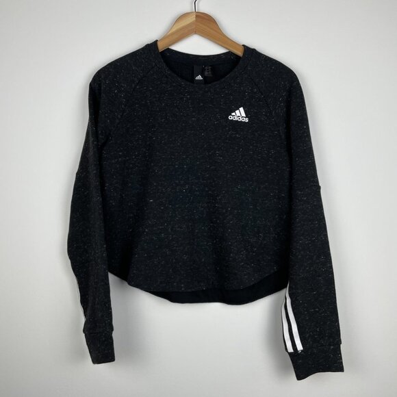 ADIDAS Heathered Black Cropped Sweatshirt - Size XS - Picture 1 of 7